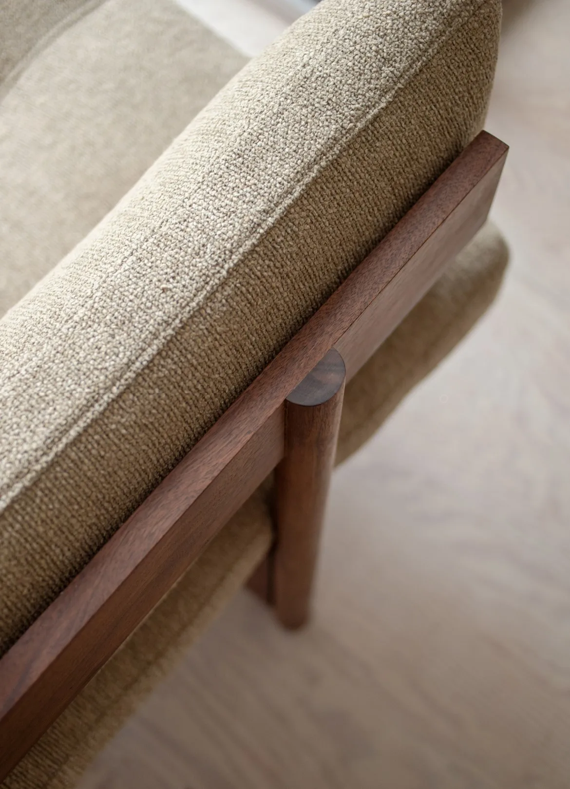 2-Seater Japanese  Minimal Design Outdoor Sofa With Solid Teak Wood & Linen Cushion for Outdoor and Indoor Home Furniture