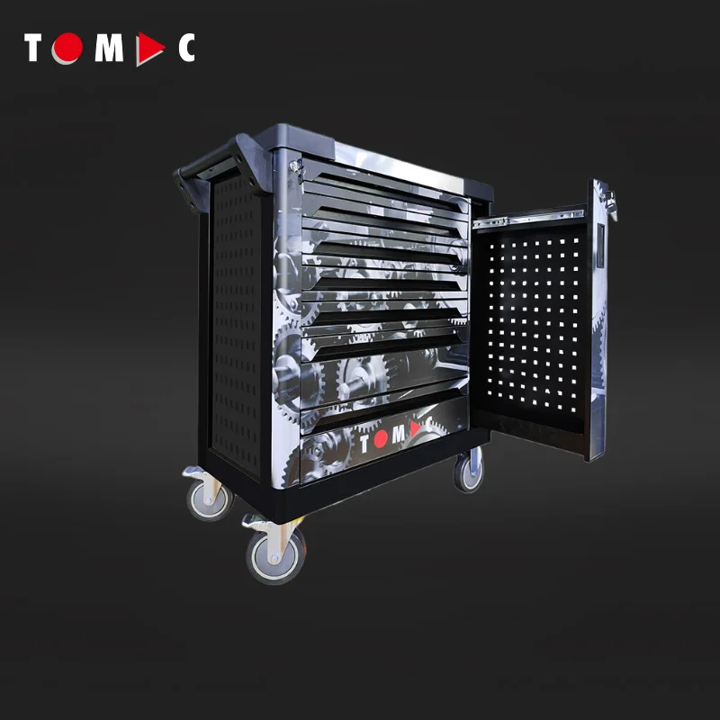 Tomac 7-Drawer Tool Cabinet with tools 283-Piece in Aluminum Case - Professional Rolling Mobile Workbench for truck tools repair