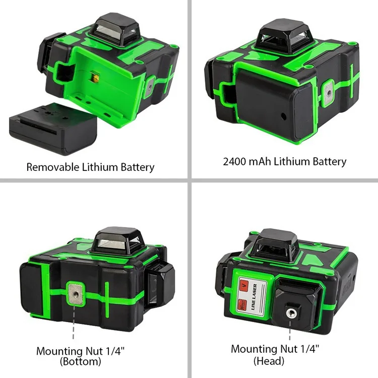 Best multi beam laser level 12 lines 3d self-leveling 360 degree green rotary
