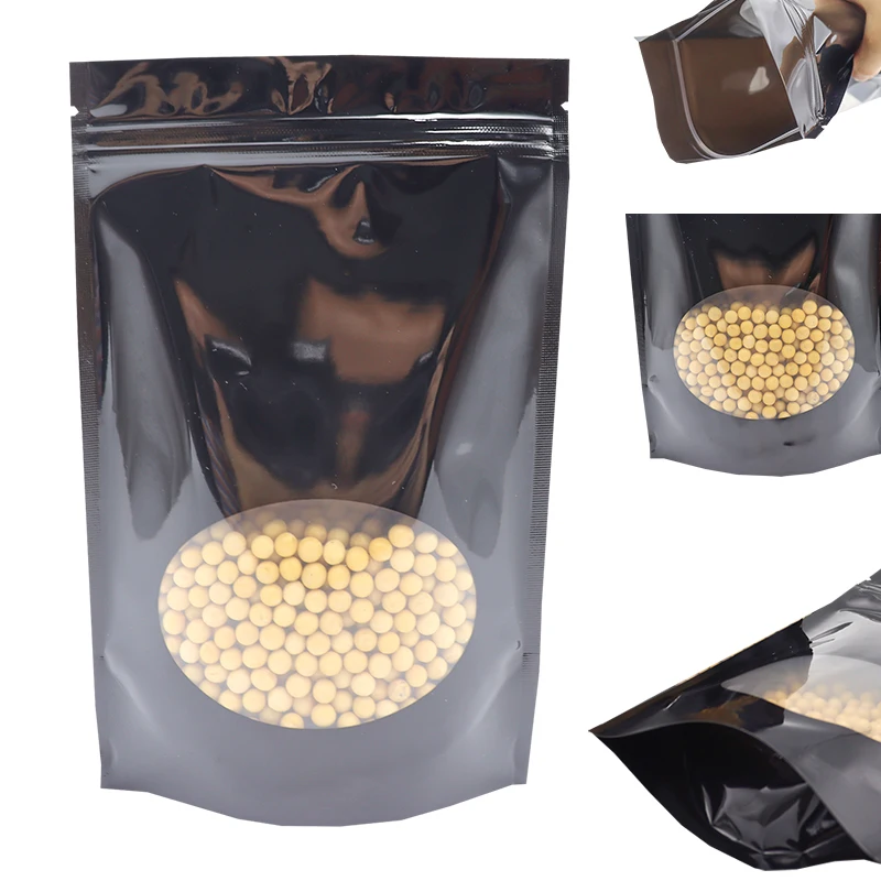 Custom Matte/Glossy Black Doypack Foil Mylar Food Packaging Stand up Zip Lock Bag