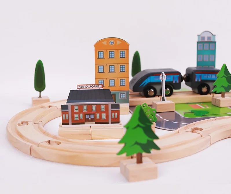 Fun Scene Model Railway Parts Accessories Diy Assemble Slot Toy Train Track Set Wooden Train Toy Set For Children