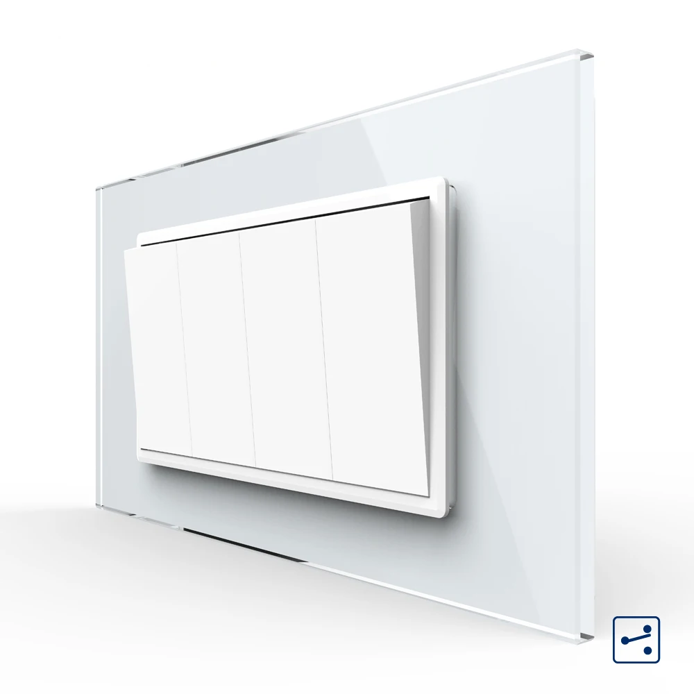 Кнопочный выключатель Livolo стандарта США, 1 клавиша, 2 канала, маленькая плата, белые переключатели