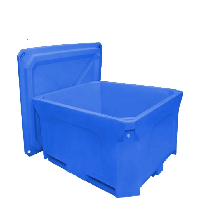 300L/630L/660L/800L/1000L Rotomolded Double Wall LLDPE Insulated Pallet Bin for Fish&Meat