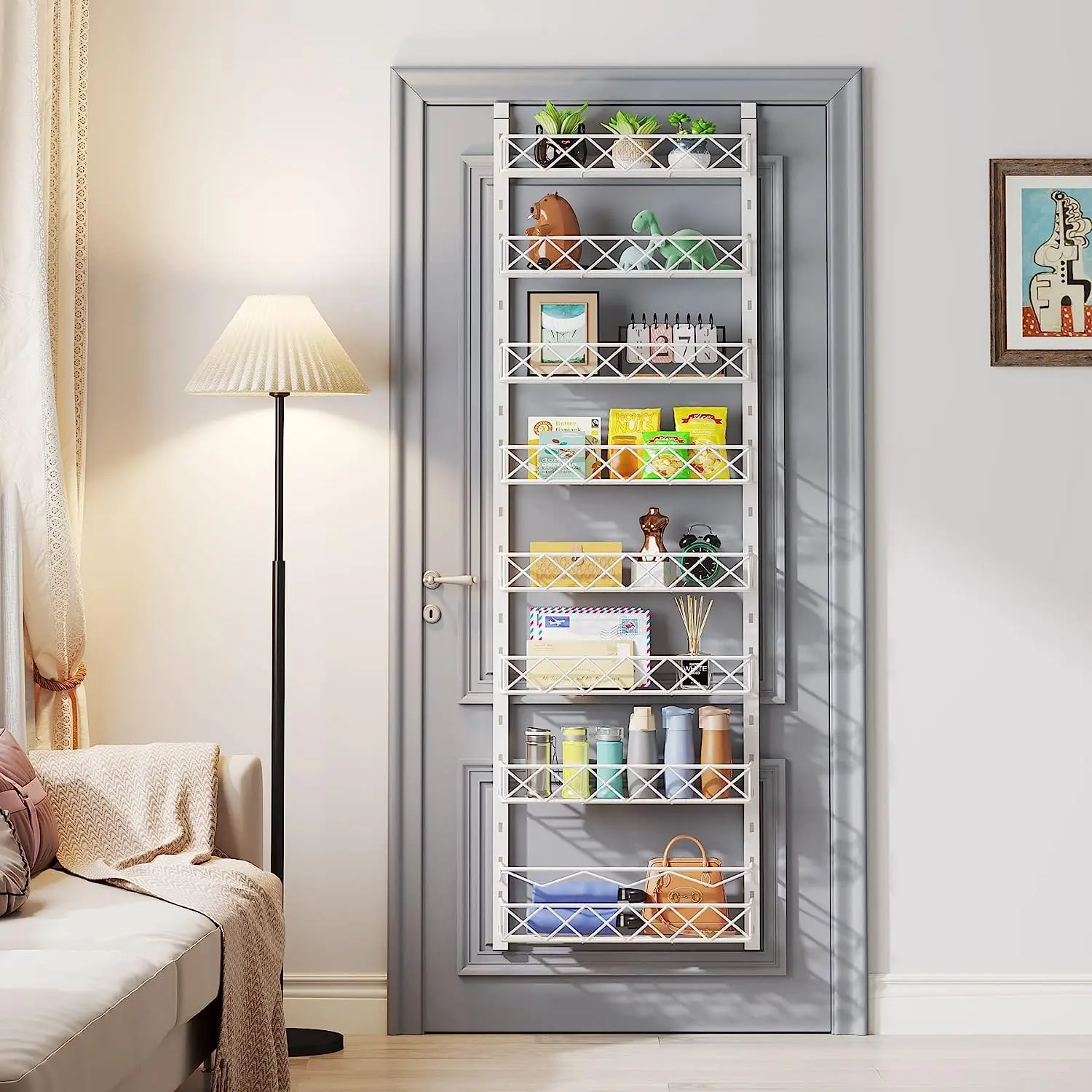 Over The Door Pantry Organizer Rack 8-tier Storage Holders & Racks Adjustable Pantry Organization and Storage Slim Silicone 200