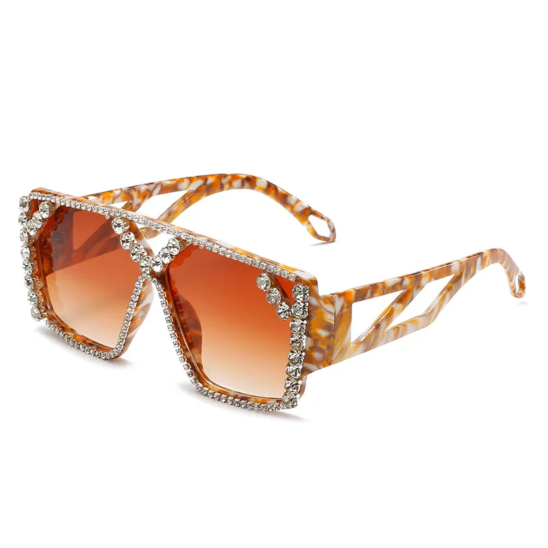 2022 Fashion Trending personalized Oversized Square Diamond Sunglasses Party Glasses For Women