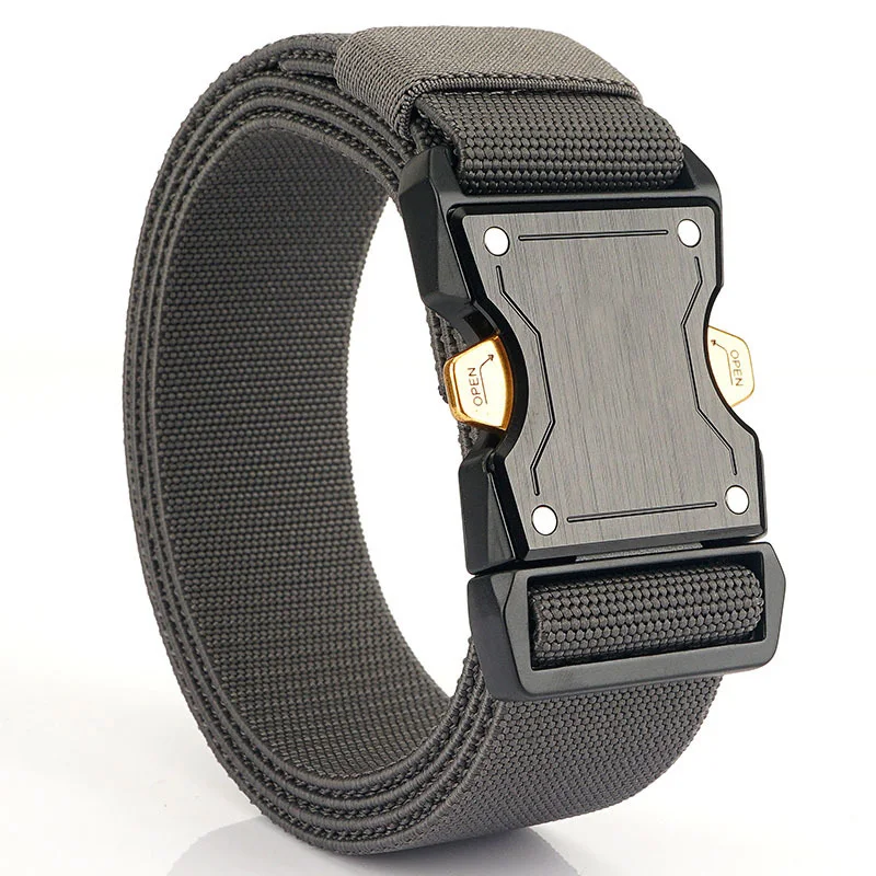 New Custom Tactical Buckle Belt Laster Logo Alloy with Stretch Elastic Belt for Men Accept Customized Logo 100% Nylon 7-14 Days