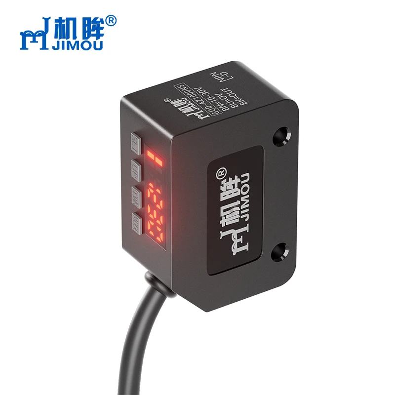 jimou DC 4 wires detect objects square big spot light diffuse Intelligent digital display photoelectric sensor