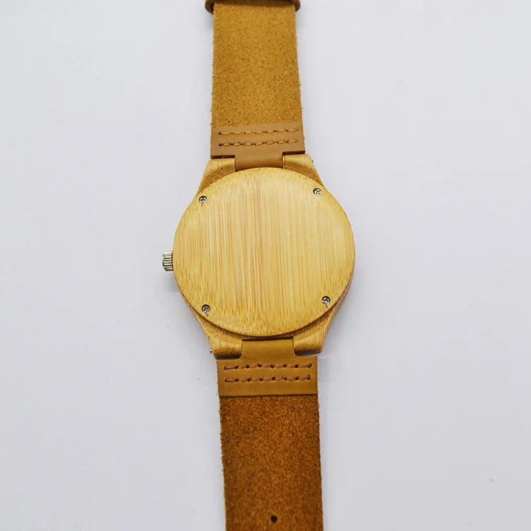 2019 Top Gift Natural Bamboo Wooden Genuine Leather Wooden Clock Male hour Reloj de madera Watches Men Wrist