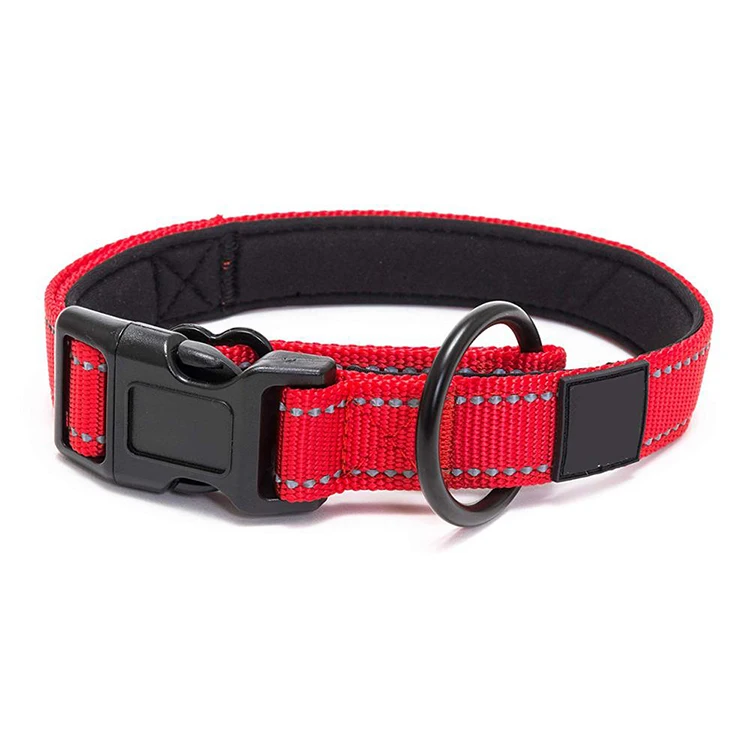 Comfort Soft Neoprene Padded Reflective Nylon Dog Collar  for Heavy Duty Adjustable dog collar