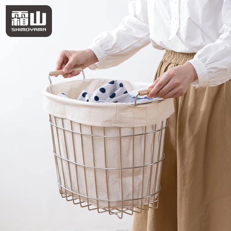 SHIMOYAMA Stainless Steel Cloth Laundry Hamper Metal Laundrey Basket with Fabric Cover Cloth Hampers For Laundry