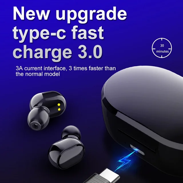 M1 fast charging typ c earphone stereo bass 5.0 true wireless in-ear earbuds TWS headphones for Running