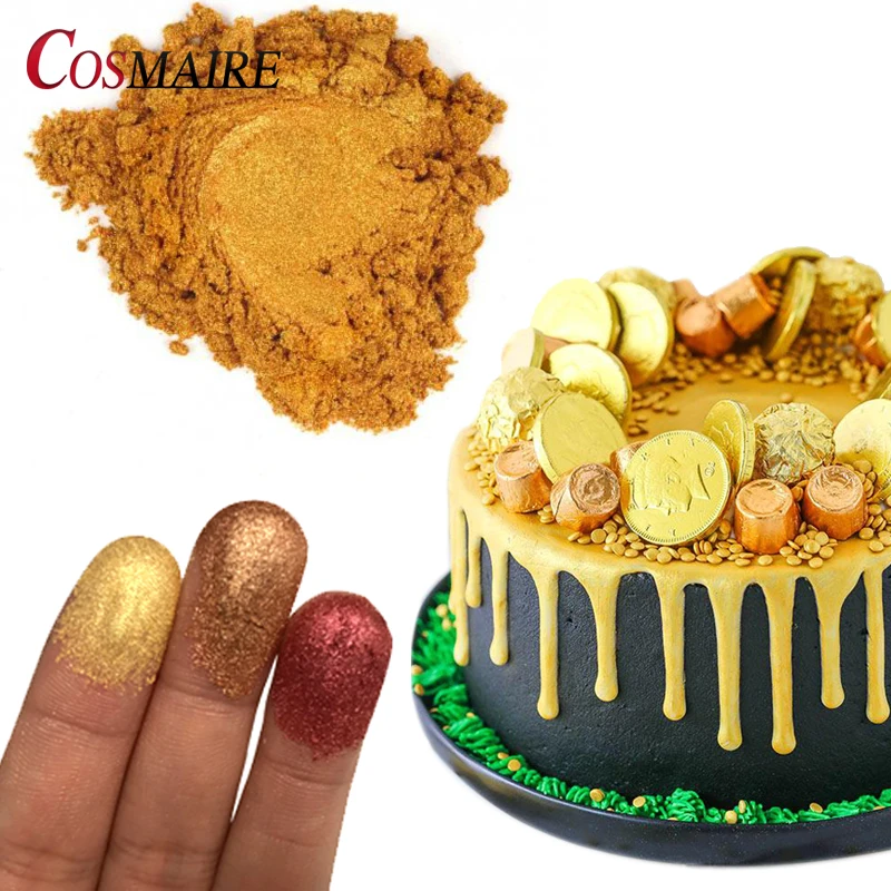 Пищевые украшения для торта, присадка, металлический съедобный блеск, пыль, золотой порошок