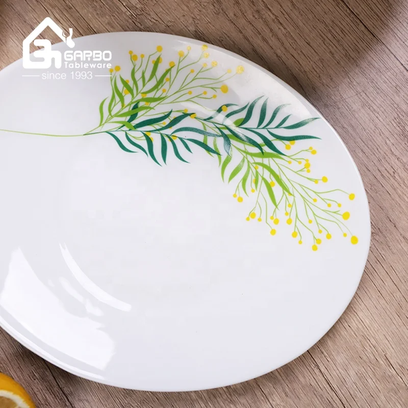 Manufacturer opal glass dinnerware set with decal and heat resistant luxury dinner set with 9inch opal glass  plate and bowl set