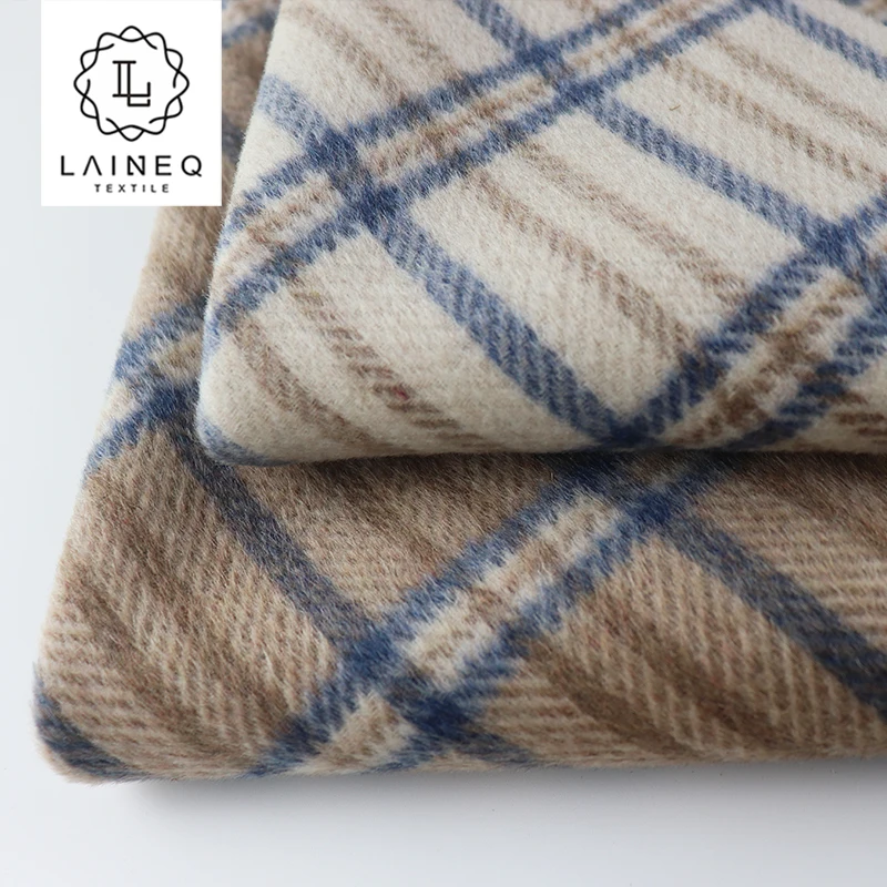 Модное двухстороннее пальто из шерсти в клетку/елочку альпака