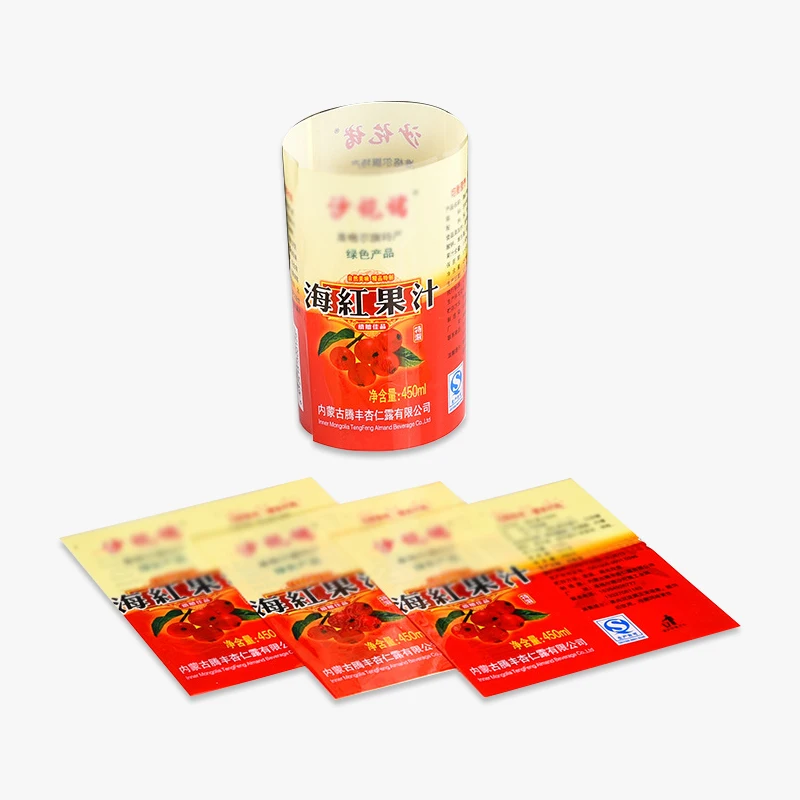Custom Heat Shrinkable Pet Film Shrink Film Color Printing Packaging Labels Glass
