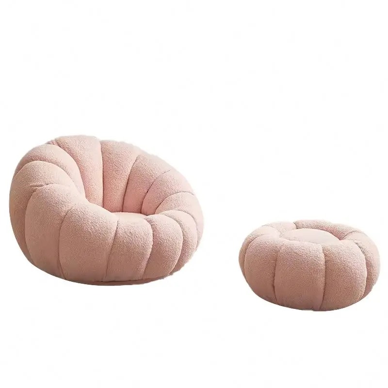 Modern design round orange pumpkin sofa chair artist loveseat chair for living room furniture accent loveseat chair
