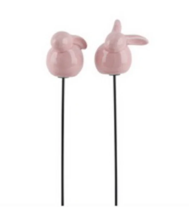Easter decorations Pink ceramic rabbit table top decoration