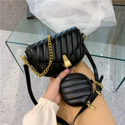 New Trendy PU Leather Mini Crossbody Bag for Women Purses and Handbags 2022 Women New Design 2 Pieces Lady Hand Bags