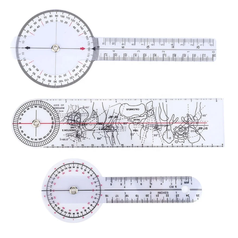 3Pcs 6/8/10inch 360 Degree Protractor Angle Medical Ruler Spinal Goniometer