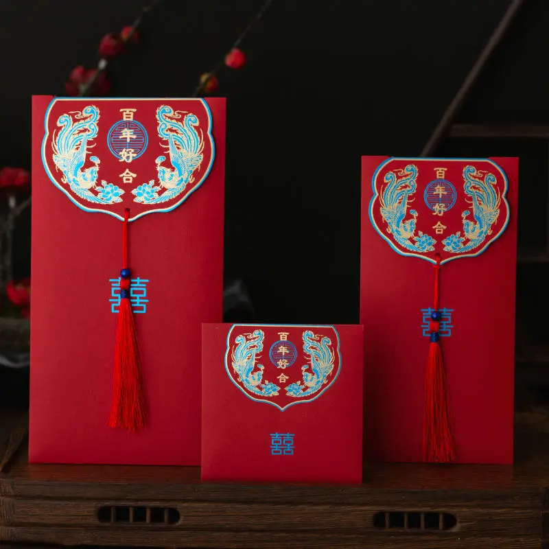 Конверт с красными наличными роскошные конверты индивидуальным принтом упаковочный бумажный конверт для китайского Нового года весны фестиваля лунного