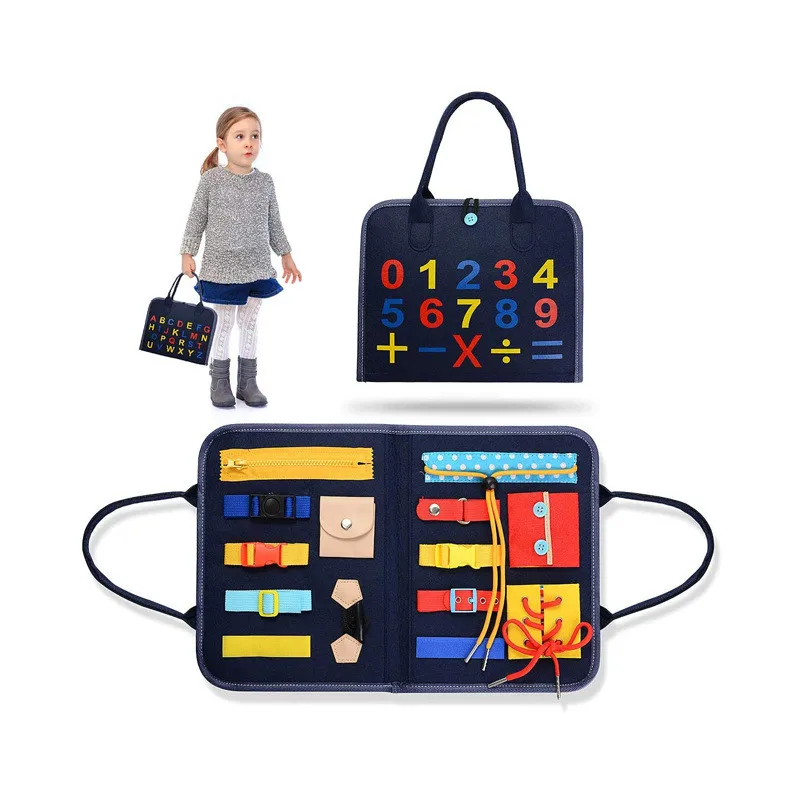 Early Childhood montessori felt busy board Felt Educational Toys Dressing Learning Board Letters Detachable Children Busy Board