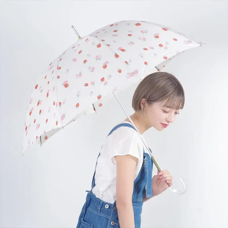 Cute enjoyable strawberry prices supplier long handle umbrella