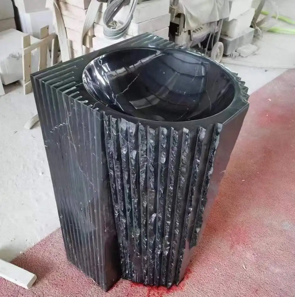 decorative Black Marquina marble stone trim molding lines skirting stones