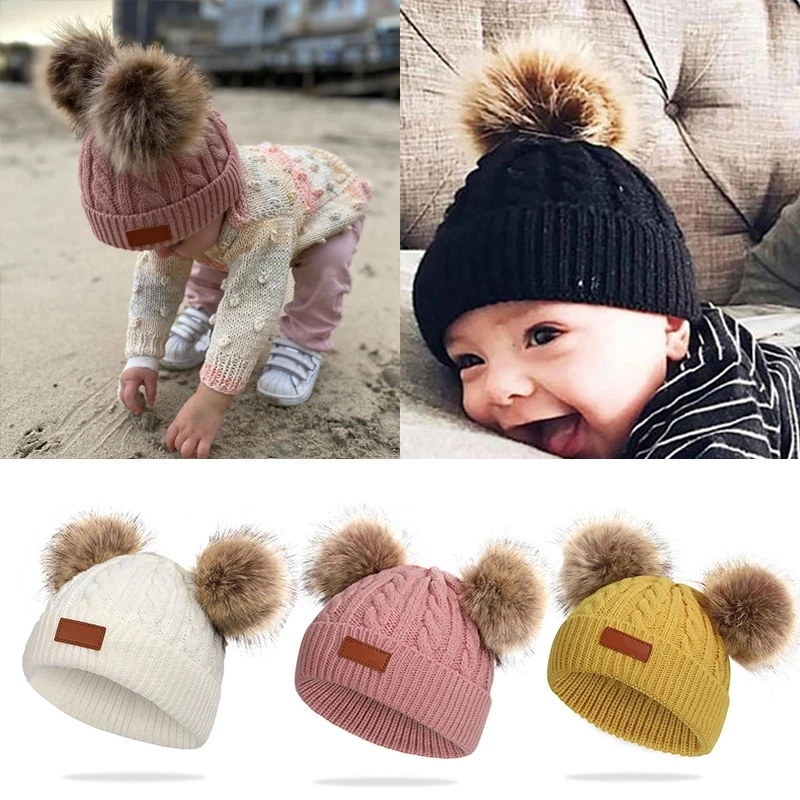 Candy Color Baby Hat Cute Pompom Children Cap Warm Autumn Winter Hats For Kids Boys Girls Knitted Warmer Beanie Caps Baby Muts
