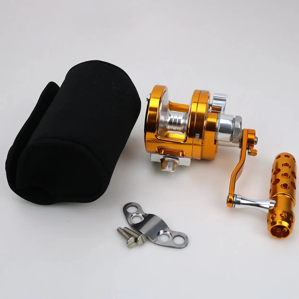 DORISEA 2 Speed All Metal CNC Deep Sea Boat Tuna Trolling Fishing Reel Slow Jigging Drum Wheel