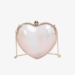Wholesale price shell heart shape party bag for girl New Style Women Clutch Bag clear Acrylic women handbag evening bag