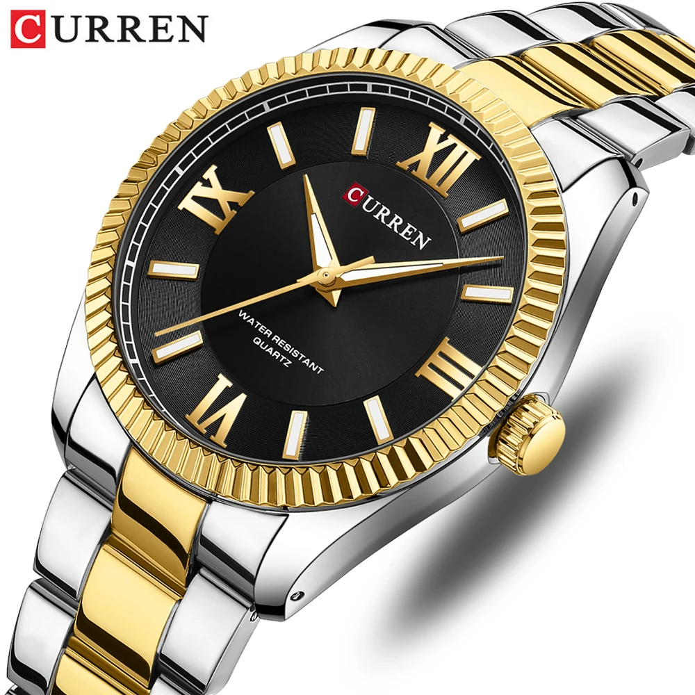 Curren 8453 hot sell Chinese man timepiece low cost Stainless steel Strap waterproofing  storage student wristwatch