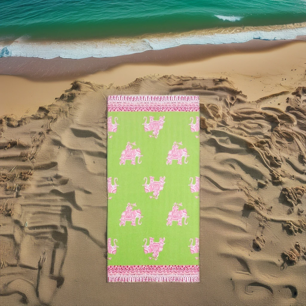 Active Printing Yellow Background Shell Thick Velvet Cut Velvet Water-Absorbent Non-Stick Seaside Large Cotton Beach Towel