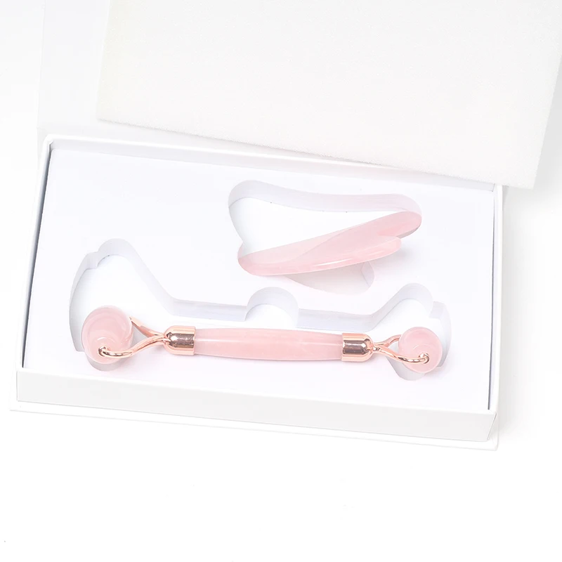 Оптовая продажа, натуральный высококачественный бесшумный розовый кварц, массажный кварцевый ролик для лица, Нефритовый ролик для лица