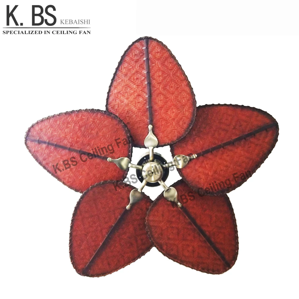 Island Fan Natural Hand-woven Rattan 5 Blades 52cm Remote Control Ceiling Fan