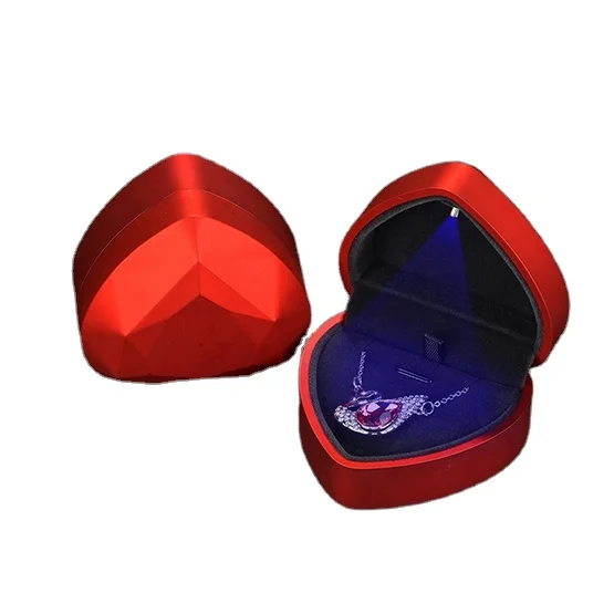 guangdong custom logo high quality  plastic cute ring pendant packaging heart jewelry box