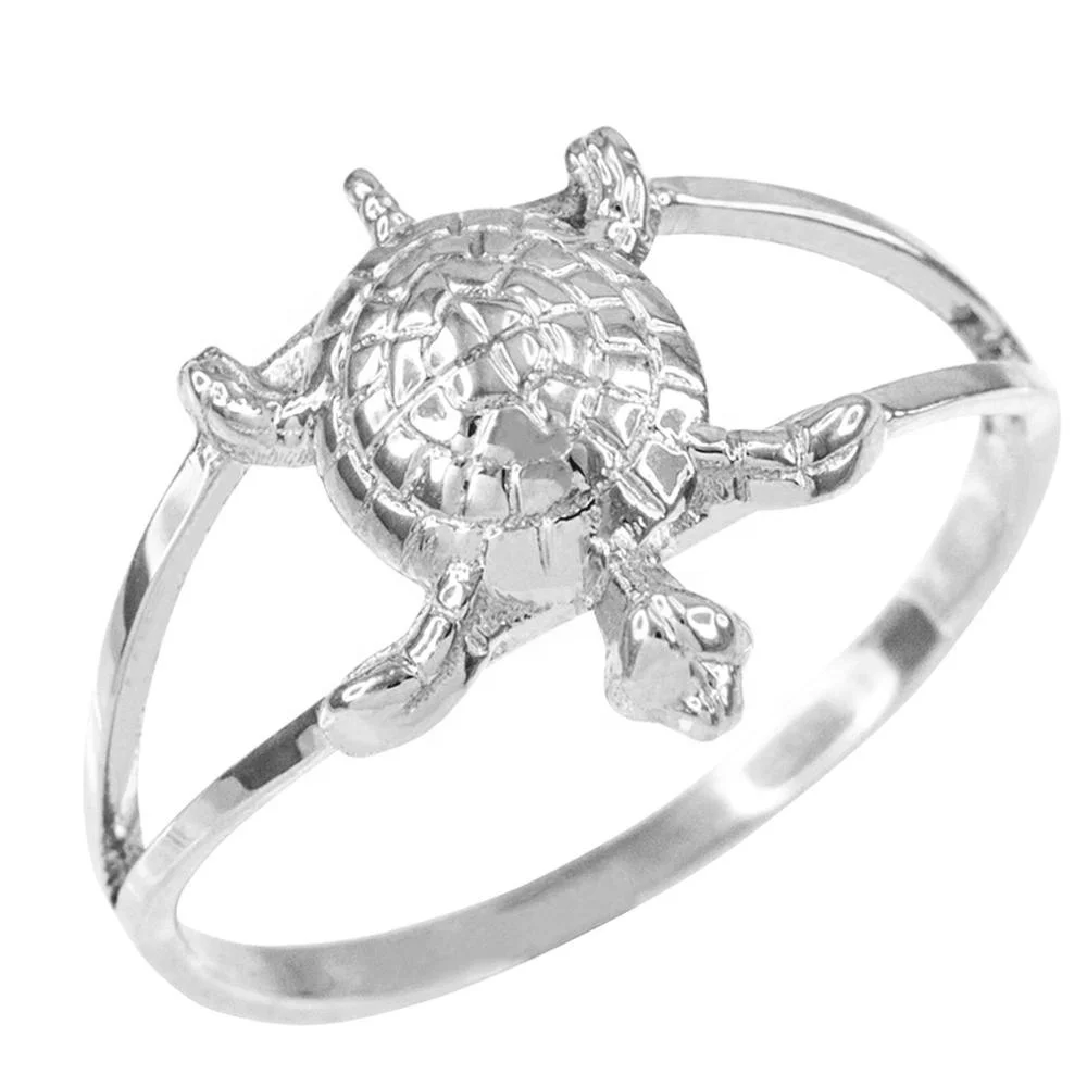 Split Shank 925 Sterling Silver Sea Turtle Gold Plated Ring Hawaii Style Ring Turtle Silver Ring