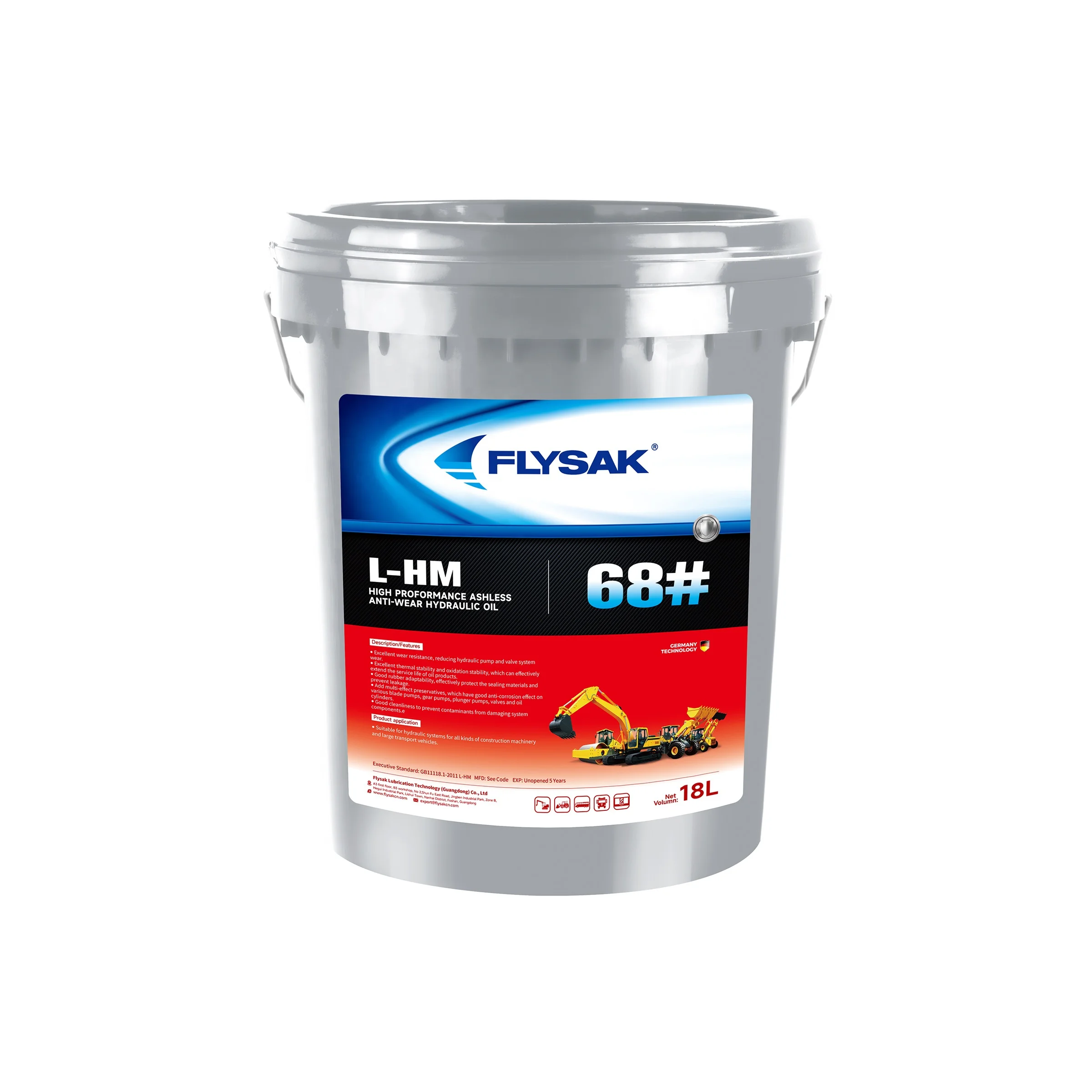 Engineering Machinery Lubricant Factory Wholesale L-HM 68 Anti-Wear Ashless Hydraulic Oil 18L