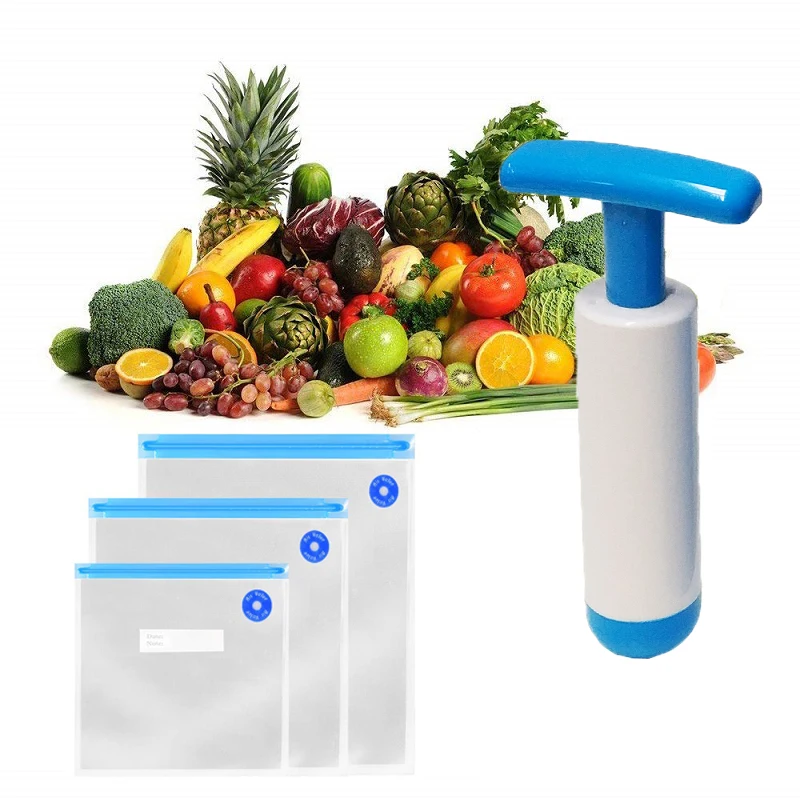 Reusable BPA Free Food Vacuum Sealer Bags Sous Vide Bags And Pump Kit For Anova And Joule Cookers