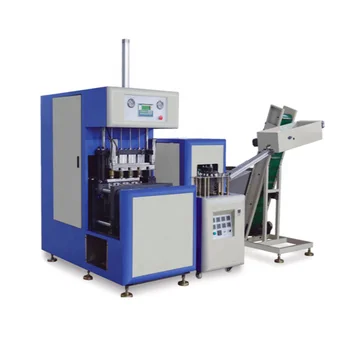 semi-auto 4 cavity blowing machine with preform autoloader and bottle conveyor