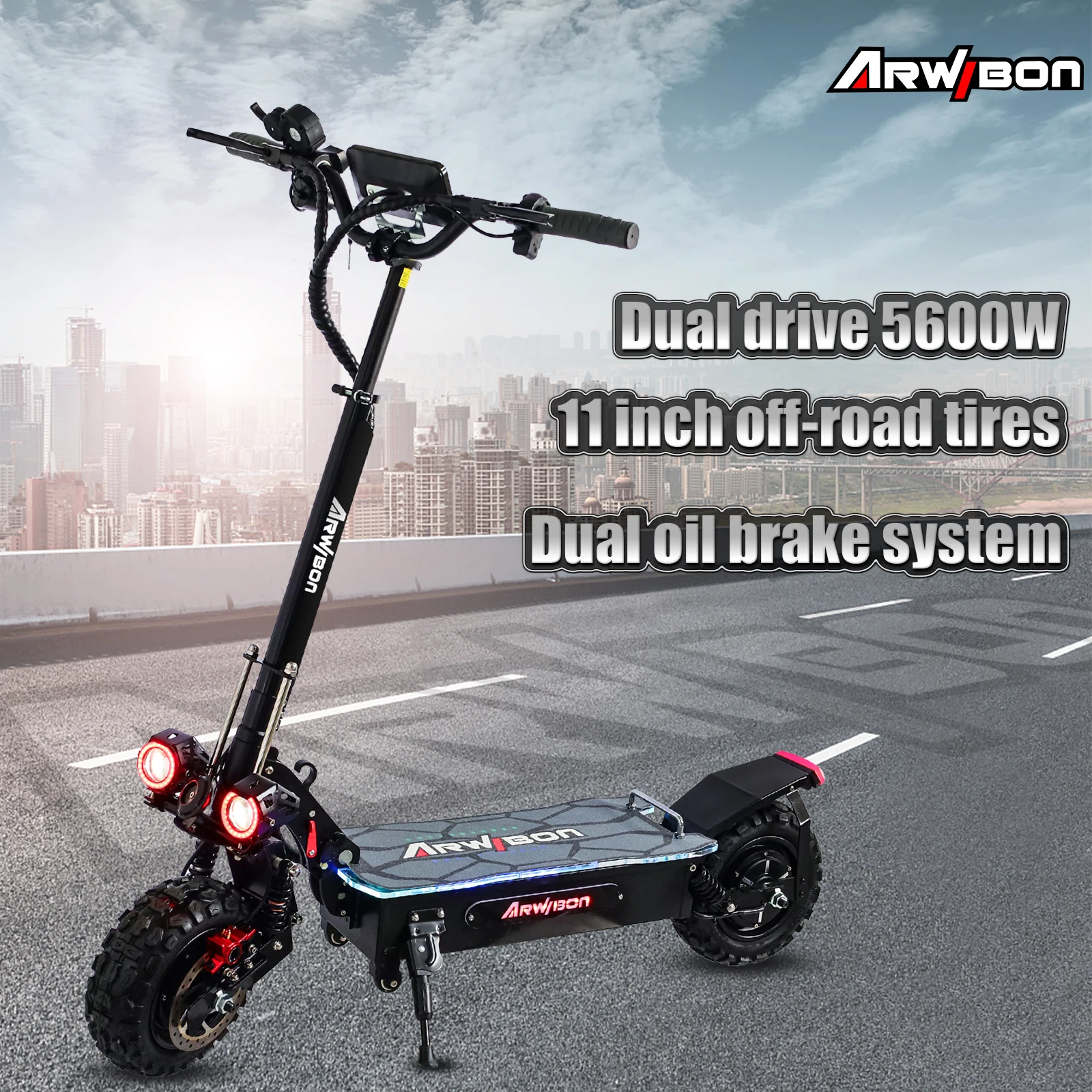 Dual Motor 5600w 80km H E Off-road All Terrain Long Range 60v 5000watt 6000w Electric Scooter