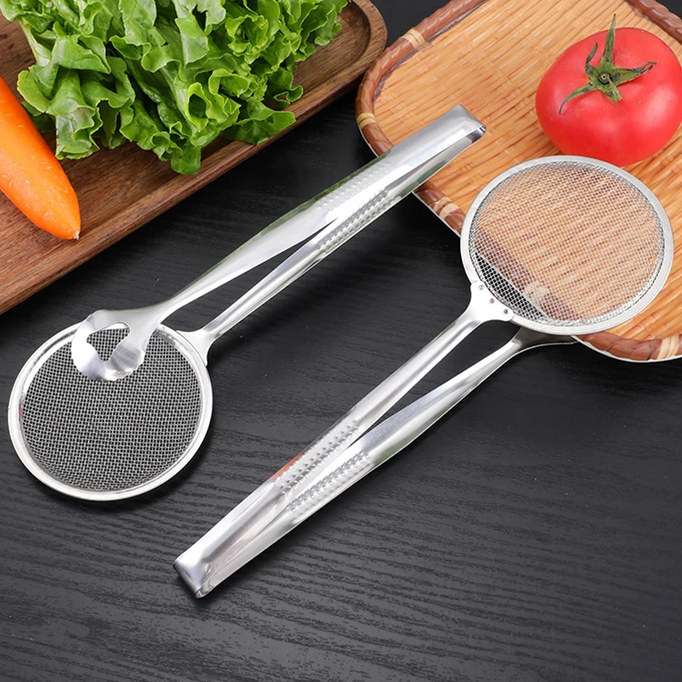 Wholesale Stainless Steel Oil Frying Food Serving Tongs Mesh Strainer Food Tong Clip for Kitchen