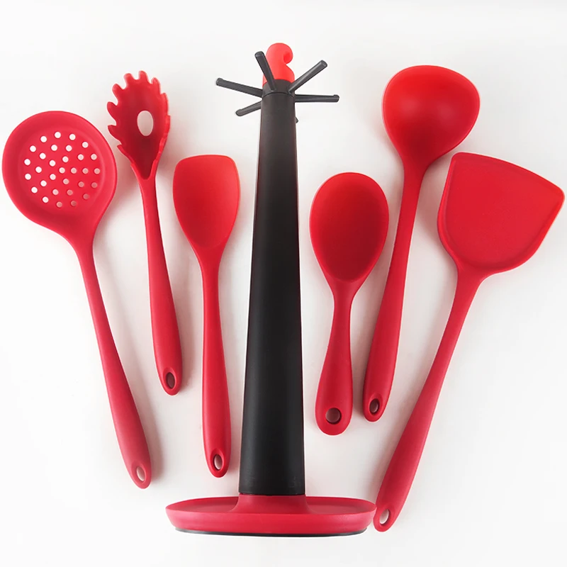 6-Piece Silicone Kitchen Utensil Set High Heat Resistant Hygienic One-Piece Design Large Non-Stick Spatulas