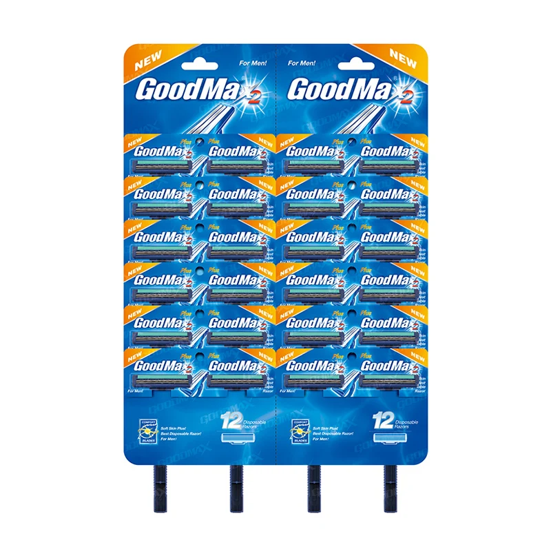 Disposable Steel Razor Blades Hanging Card Type Pack Twin Blade Shaving Razors for Men