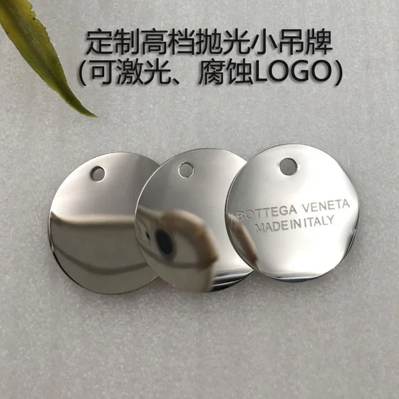 High quality full polishing stainless steel metal tag custom logo pendant jewelry laser engraving label tags DIY