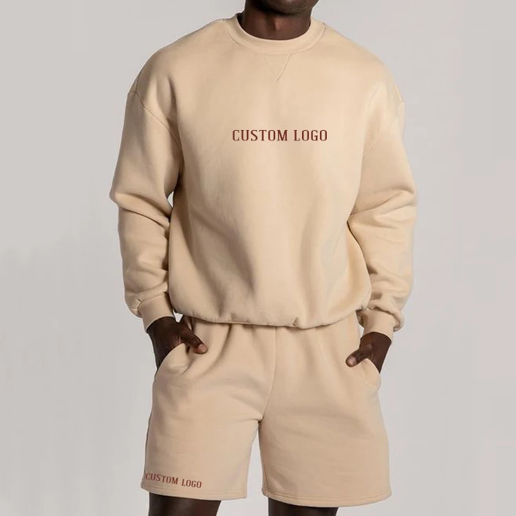 Sweat shorts and hoodie set men blank tech fleece hoodies and shorts set custom oversized mens wholesale sweatsuit 2 pieces set
