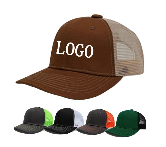 High Quality Custom Logo 6 Panel Trucker Hat Unisex Mesh Cap Blank Hat Sports Caps Customizable Logo Embroidery Adults Panda
