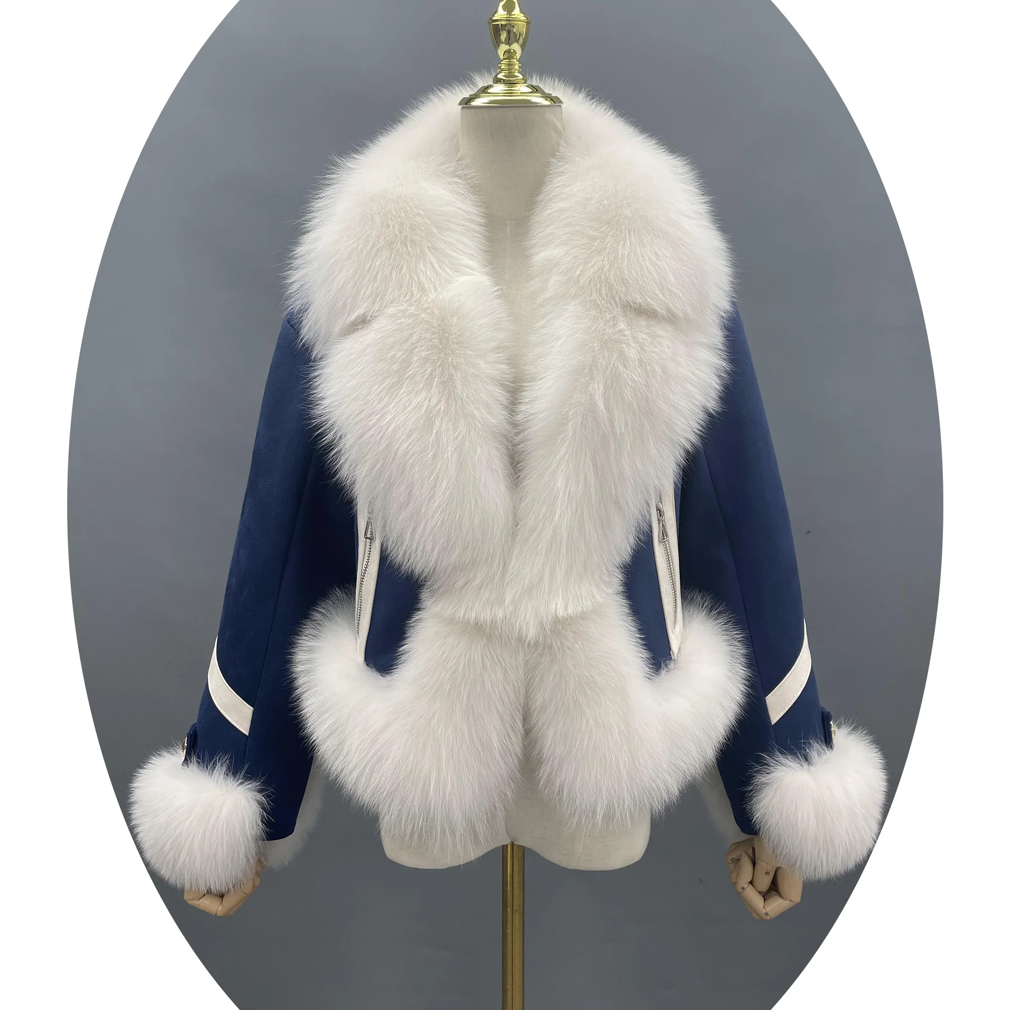 Janefur Luxury Big Fox Fur Collar And Cuff Thick Warm Down Coat Winter Elegant Women Real Fur Lightweight Goose Down Jacket