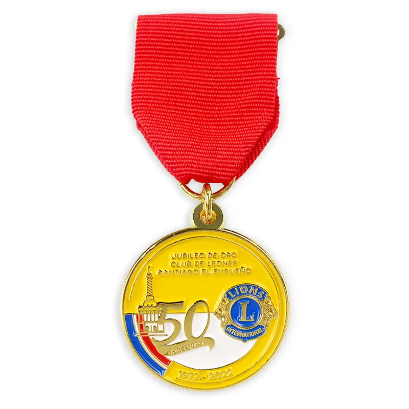 Изготовленный на заказ золотой простой круглый пресс-машина lion club логотип металлический значок