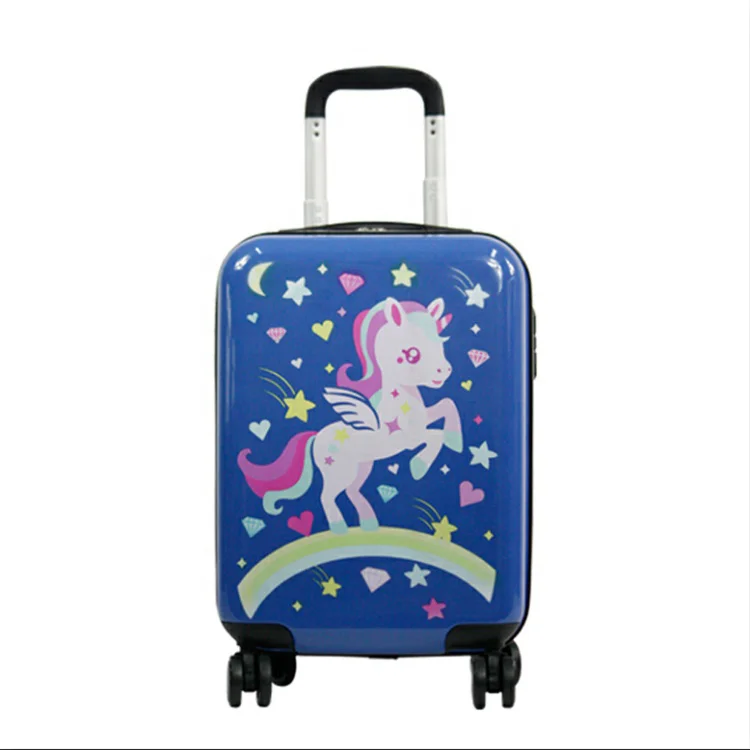 Lightweight 4 wheel spinner cabin hard shell personalized ABS travelling unicorn bags luggage trolley