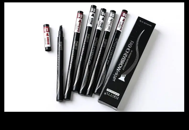 Waterproof Natural Fork Tip Eyebrow Pencil Four Heads Eyebrow Tattoo Pen Fine Sketch Liquid Long Lasting Eyebrnhancer Powder Pen